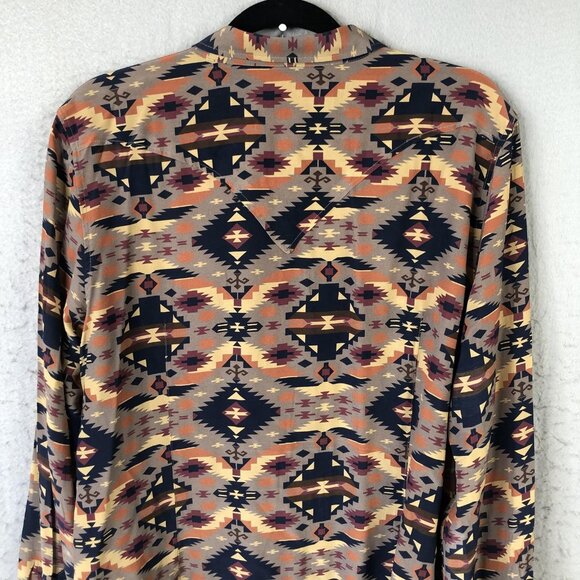Ryan Michael Shirt Mens 2XL Multicolor Silk Pearl Snap Southwestern Long Sleeve - Picture 6 of 16
